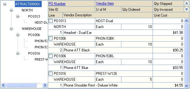 PART 3 RECEIPTS PO/Items Objects in the tree view and scrolling window are sorted first by purchase order number, then by the order items were entered on the purchase orders.