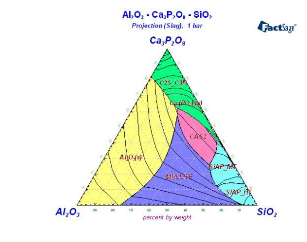 Liquidus surface in Ca 3 P 2 O 8 -Al 2 O 3 -SiO 2 before