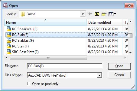 Specify the file location of frame file and