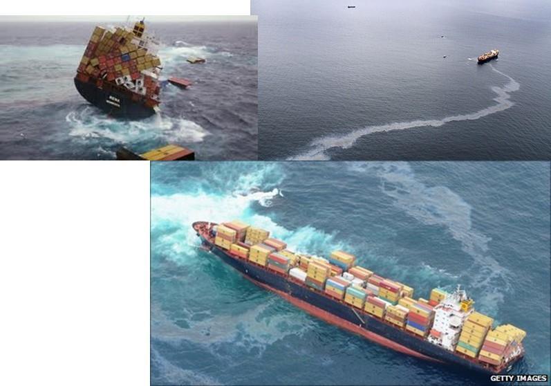 2011: MV Rena container ship grounding and spill in the Bay of