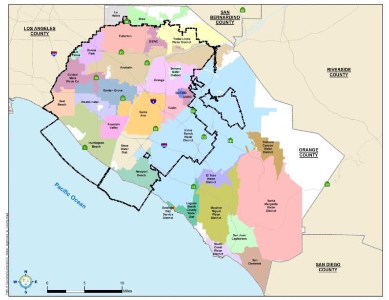 OCWD overlies the groundwater basin in the northern half of Orange County.