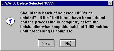 Cash Disbursements-1099 Processing After completion of the 1099 processing, press close to return to the original selection screen.