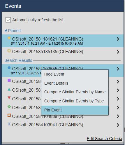 Pinned Events Identify batch process deviation by comparing to a reference Pin one