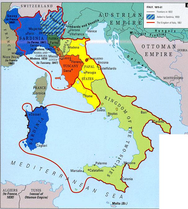 Tuscany, Parma and Modena (ruled by relatives of the Austrian Habsburgs).