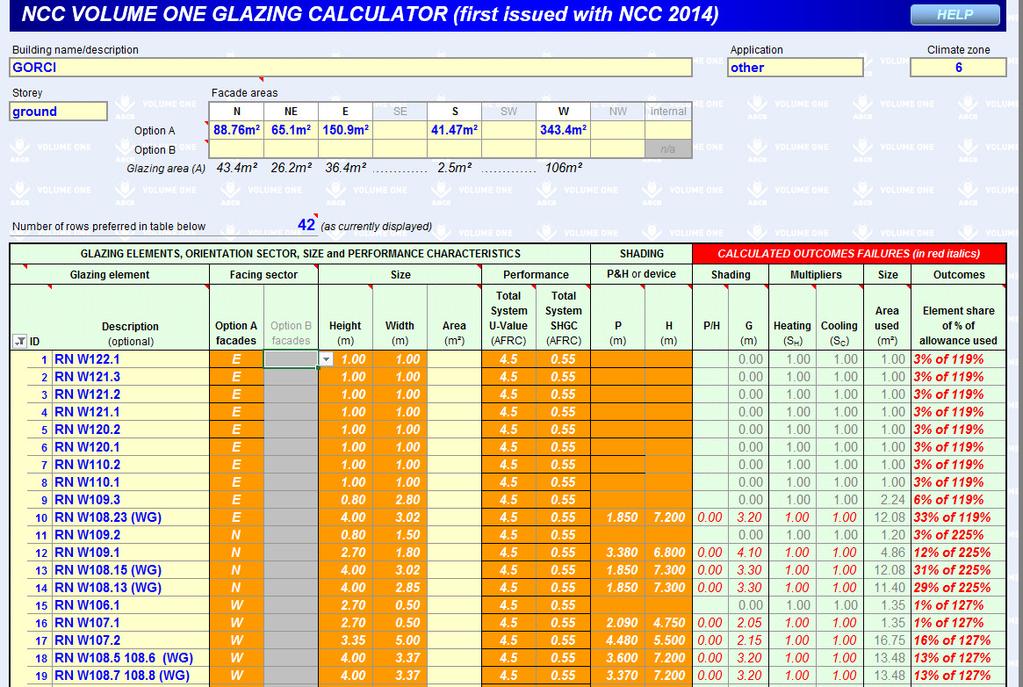 3.6 CURRENT GLAZING CALCULATIONS The following image indicates