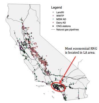 3.4 CALIFORNIA RENEWABLE NATURAL GAS COMMERCIAL POTENTIAL AND LOCATIONS At a historical average market price for natural gas of around $3.