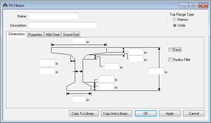 Click on I Beams in the tree and select File New from the menu (or double-click on I Beams in the