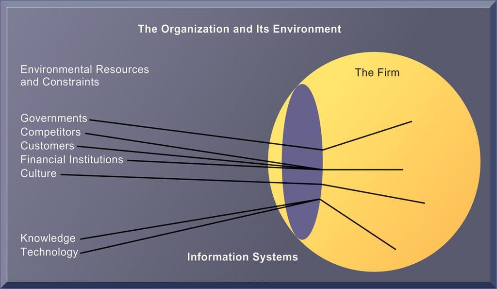 Organizations and Information Systems ENVIRONMENTS AND ORGANIZATIONS HAVE A RECIPROCAL RELATIONSHIP FIGURE 3-5 16 Environments shape what organizations can do, but organizations can influence their