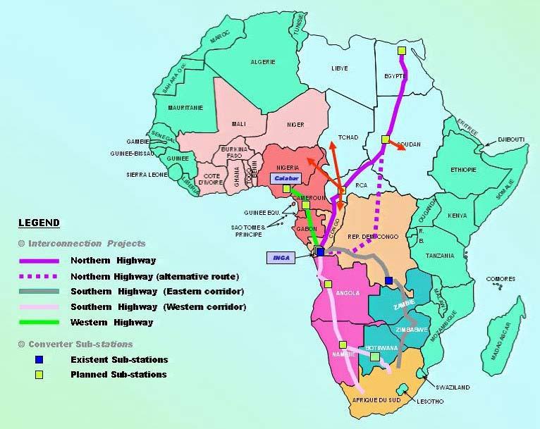 . Powering Africa from Inga Three major African interconnection projects were identified in the feasibility studies, these are: 1.