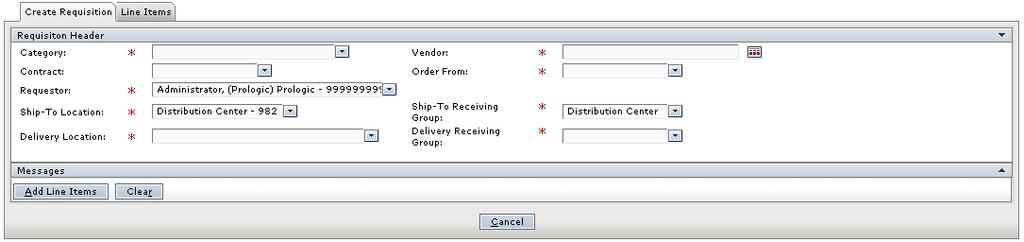 REQUISITIONS Note: Cart Names are stored in numbered increments. If you change the Cart Name, the next requisition will default in using the same number as the number you change.
