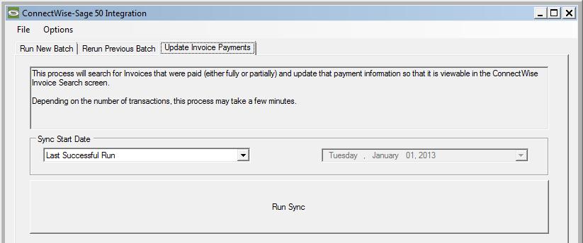 Synchronizing Invoice Payments Your typical workflow will include creating invoices in Manage, and exporting those invoices to Sage 50.