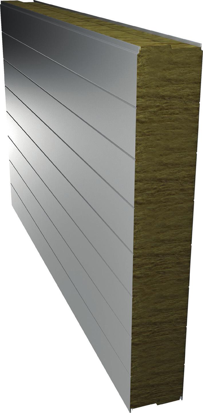 Structure The sandwich panel SPA family uses profiled sheet metal with a mineral wool lamella core.