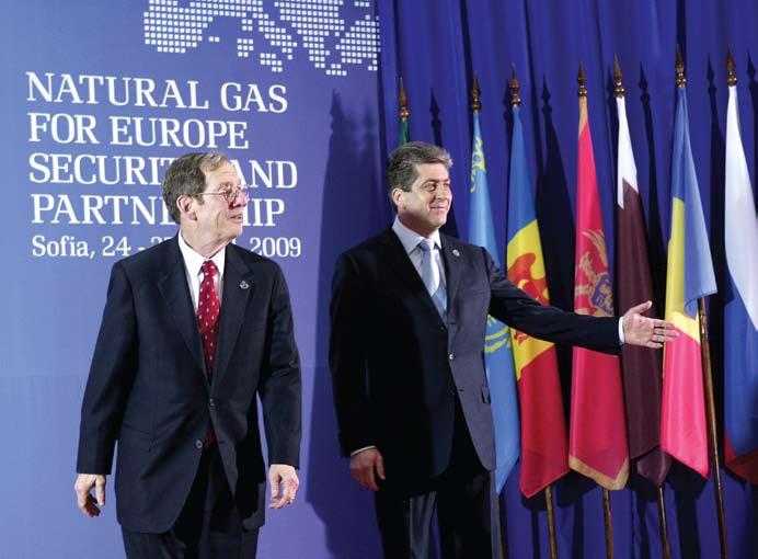 analysis U.S. Special Envoy for Eurasian energy Richard Morningstar with Bulgarian President Georgi Parvanov during the Sofia Energy Summit.