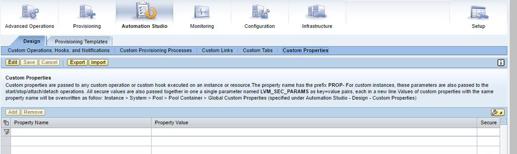 SAP LaMa Extensibility Overview Custom Tabs: Custom Services: Custom Operations: Custom Hooks: Custom Provisioning: Custom Links: Custom Validations: Define your own tabs in the LVM GUI to integrate