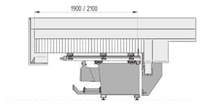Ability to process large sizes The open front cowl supports the loading of very-large sizes (up to 2,100 mm in y direction) onto the machine,