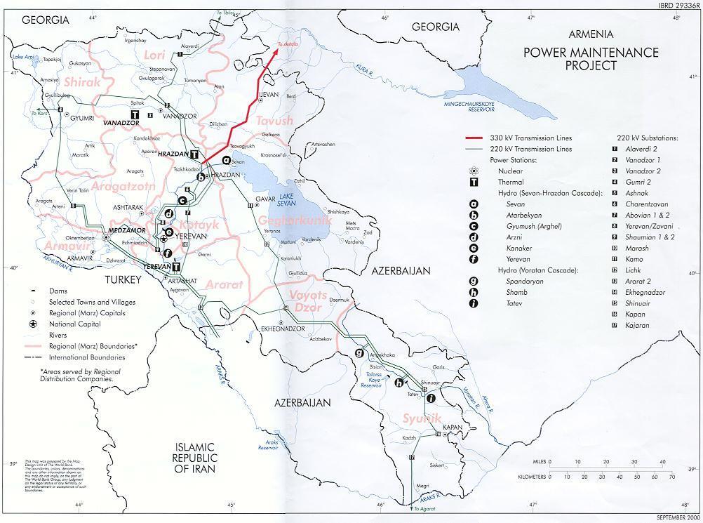 Fig. 2 Power System of Armenia, Map