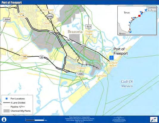 PORT PROFILE Port Freeport Freeport, TX Brazoria County is one of Texas' most fertile agricultural areas, one of the nation's most successful commercial fishing ports, and one of the region s more