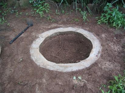 Dig down hole within the ring beam to at least 1 metre below