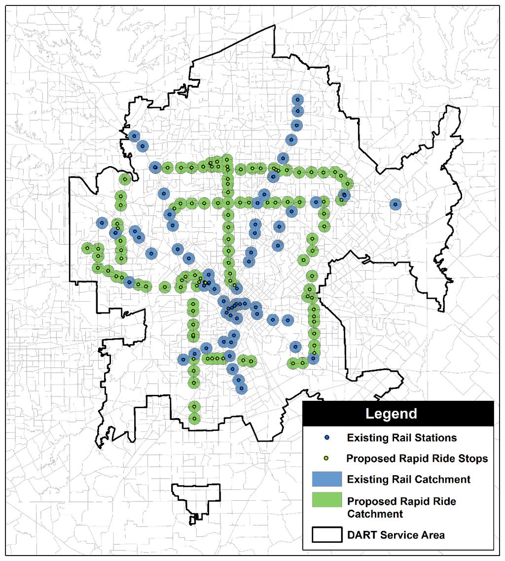 Rapid Ride Network Benefits Population Accessibility to Premium Transit: Population Estimate Total Percent of Service Area Existing Rail 202,000 7.93% Rapid Ride Increase 352,600 13.