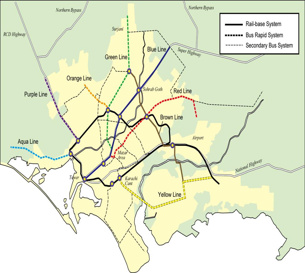 1. Master Plan Karachi Transport Improvement Plan 2030 Karachi Circular Railway 2 MRT lines 6 BRT corridors 3 potential priority corridors are to be assessed through a multi-criteria analysis based