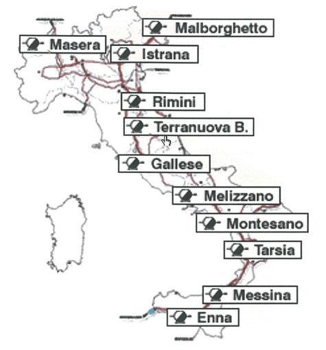 to the onshore pipelines, located in Mazara del Vallo (Trapani), Messina, Favazzina (Reggio Calabria) and Palmi (Reggio Calabria). - ten gas compression stations.