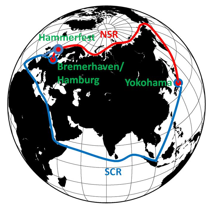 3.2 Common scenario 3.2.1 Origin and destination pair Yokohama (East Asia) and Hamburg (Northwest Europe) are selected as origin and destination pair for the base scenario of container transport, so