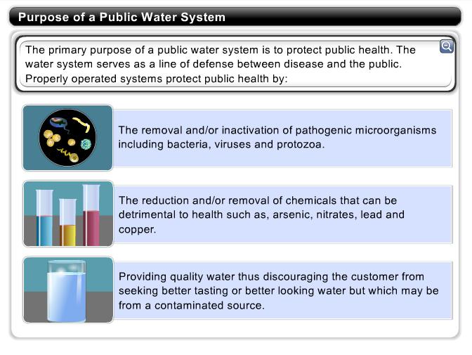 Purpose of a Public Water Supply The primary purpose of a public water system is the protection of public health.