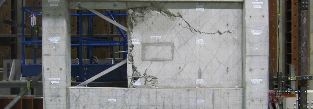 The first shear crack of L1 was found at the first floor wall panel at drift angle (R) of +.4%, and the number of cracks kept increasing till R=.5%.