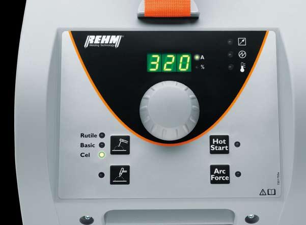 4 Highest operating convenience Digital display R-Drive (press and rotate) to set the welding current as well as the HotStart and ArcForce values Electrode function and selection of electrode type