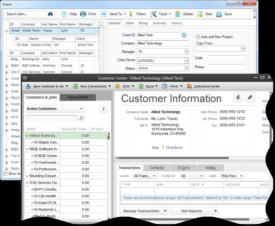 For summary checking, in BillQuick, select Integration menu > QuickBooks > QuickBooks Sync Reports and open the Clients Synced with QuickBooks report. 5.