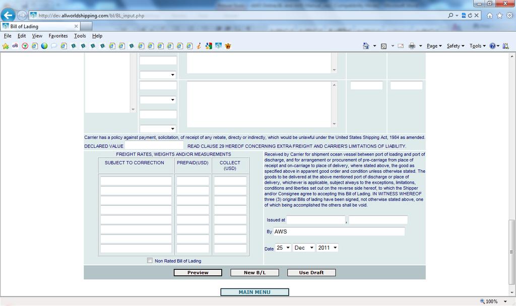 The screen will show a draft of the Bill of Lading which has been created in Acrobat.