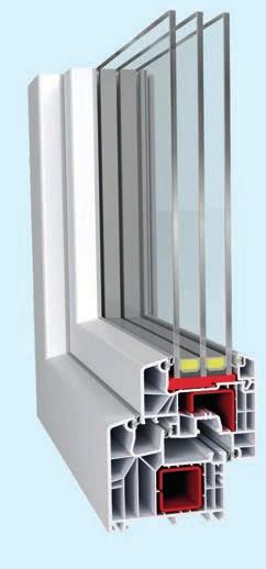 Ideal 8000 PASSIVE 6 chamber system with three sealing levels 85 mm depth Uw = 0,8 W/m²K glazing thickness up to 51 mm more light incidence in the living area due to leaner appearance double design