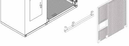 Lift the door panel off of the floor stanchions of the shipping container, then