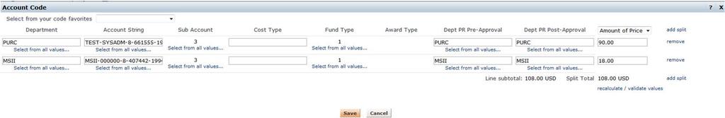 In the drop down select if you would like to do the split on % of Price, % of Quantity, Amount of Price