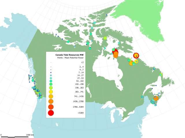 Tidal Energy Resource Province Potential Tidal Current Energy (MW) Number of Sites (-) Northwest 35 4 9 Territories British Columbia 4,015 98 45 Average Size (MW) Quebec 4,288 16