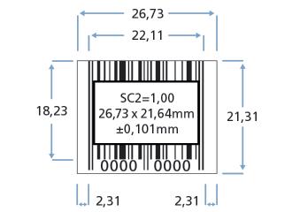 5 x 21.48 mm EAN-8 Nominal size (incl. quiet zones) 26.73 x 21.