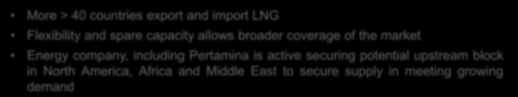 import LNG Flexibility and spare capacity allows broader coverage of the market Energy company, including Pertamina is