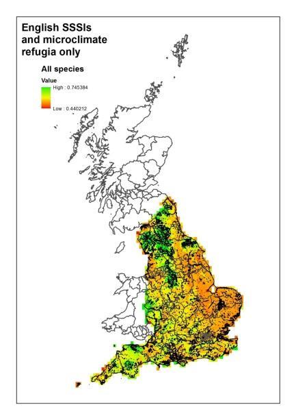 The importance of location Existing protected areas cover areas of high refugium potential quite