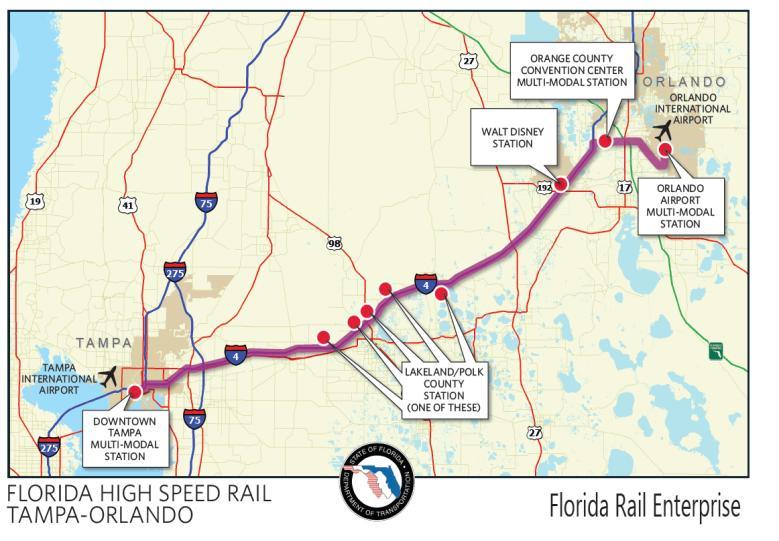 6-20 Florida s High Speed Rail Program Florida has been a strong candidate for high speed rail development since the 1980s.
