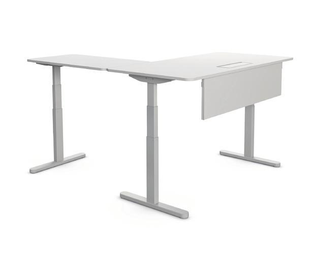 DESK 19 mm thick melamine top Straight or rounded corners Electrical columns for height adjustment Melamine or metalic optional