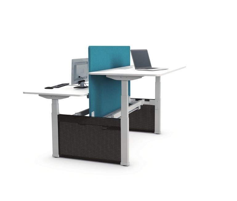 BENCH DESK Optional screen 19 mm thick melamine H Leg frame with 2 beams and 3 crossbar of steel tube 60 x 30 x 1.5 mm Steel tube desk support, 50 x 30 x 1.