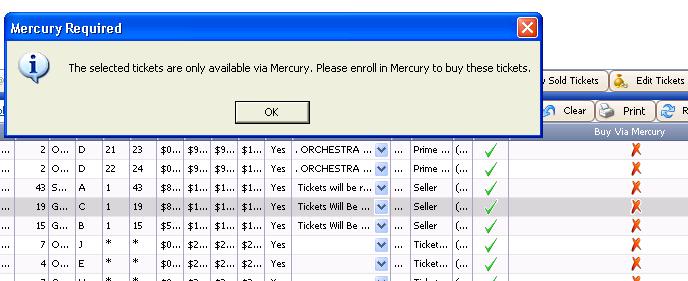 If the tickets are on hold, can they still be sold on Mercury? No. Can I see all inventory of a particular broker on Mercury?