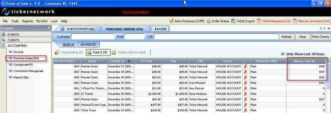 How do I find my Mercury purchases history? You can find this in your Accounting Module > Purchase Orders section.