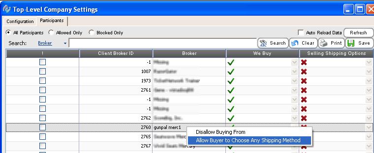 Allow Buying Broker to Choose Any Shipping Method By default only the shipping methods that are allowed by the holding broker are shown for selection in the Complete
