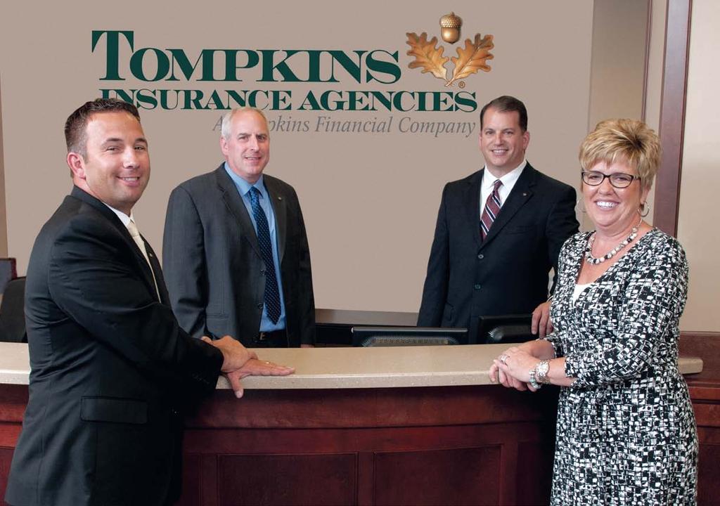Photography by Paul B Riley Members of the Tompkins Insurance senior leadership team include (from left): Tim Spezzano, Vice President, Personal Insurance-NY; Don Herman, CFO & Treasurer; David