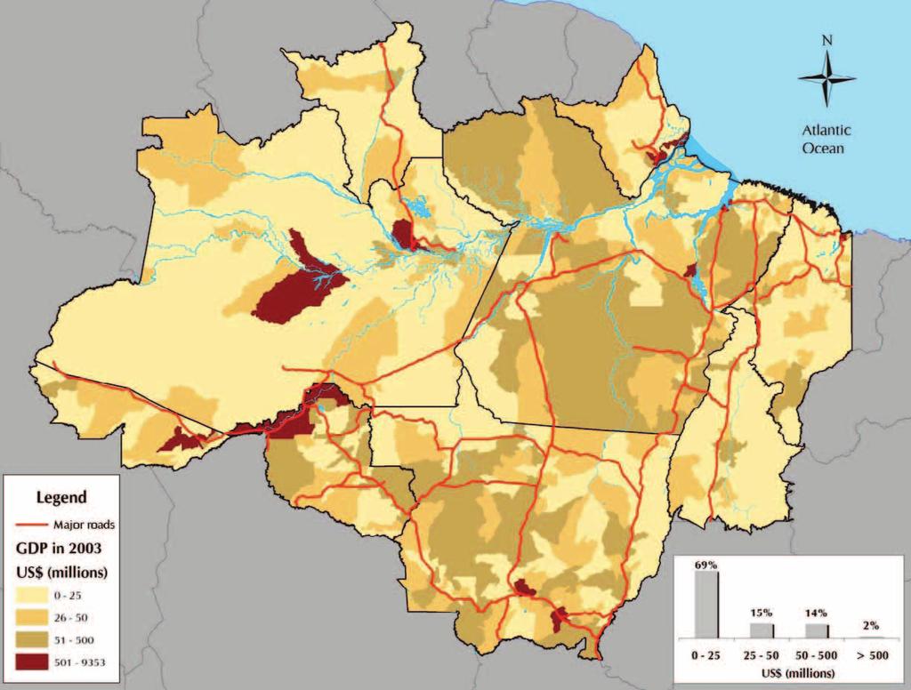 Celentano & Veríssimo Figure 12. Municipal GDP in the Amazon in 2003 (Ipea 2006e). 7.
