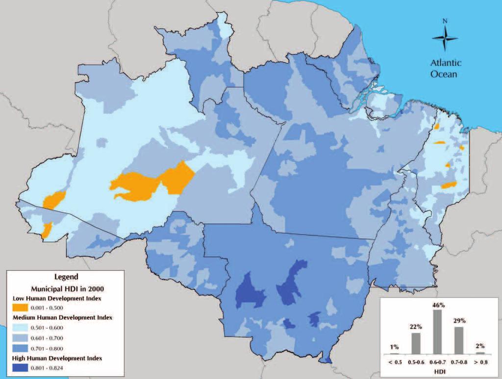 The Amazon Frontier Advance Figure 17. HDI in Amazonian municipalities in 2000 (UNDP 2003). BOX 8.