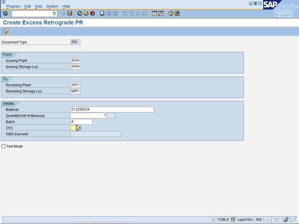 Create and Process Return (ZXS) Purchase Requisition - Unexpected Material Return (YOBUX) Page: 7
