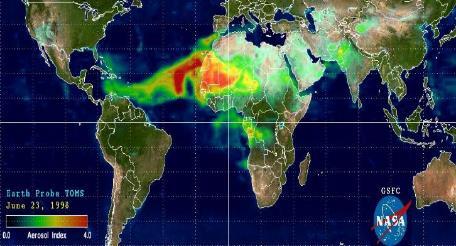 3) Air Quality This image depicts dust from the Sahara