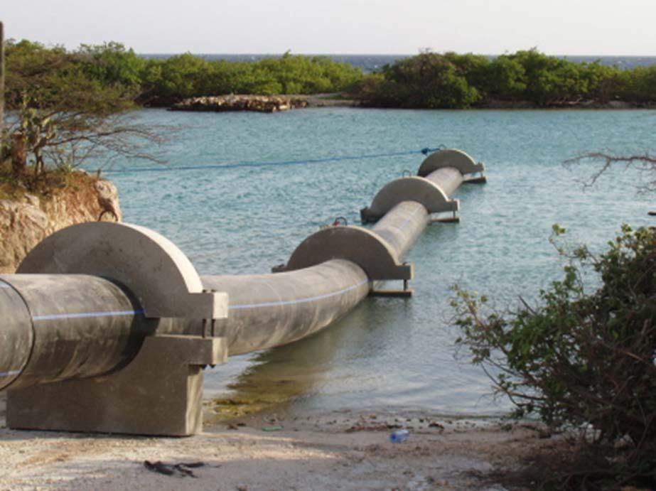 than the installation of HDPE, concrete or steel pipe on the ocean bottom. Low cost construction of outfalls encompasses the installation of plastic pipe directly on the ocean floor.